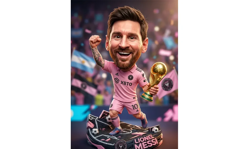 Lionel Messi 3D Caricatures Gemini Ai Photo Prompt