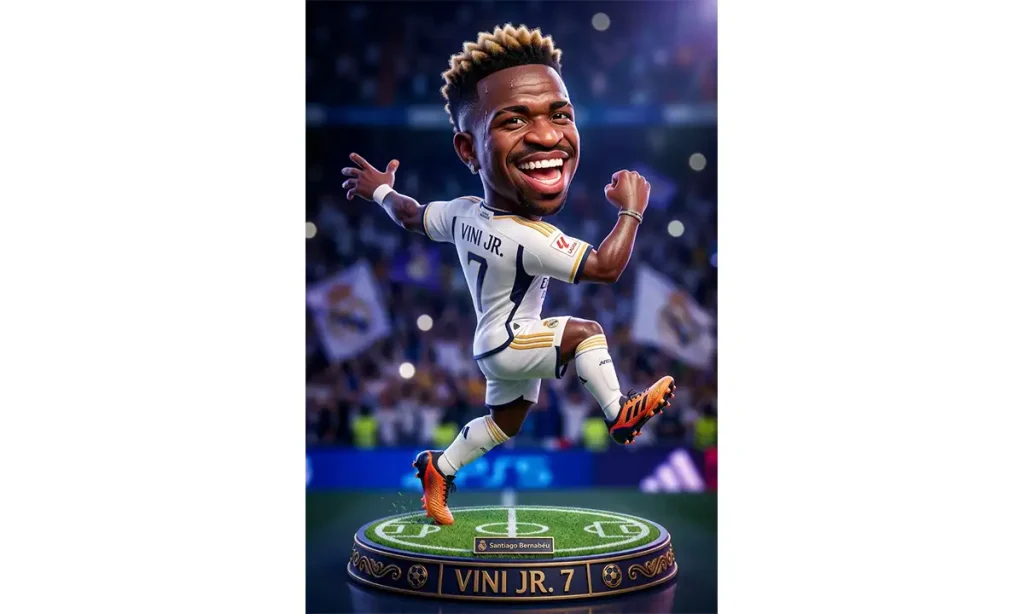 Vinícius Júnior 3D caricature ai photo prompt